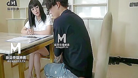 Hairy asian brunette teacher gets fucked in front of the class