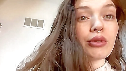 Busty brunette milf fucked to orgasm by her own pussy