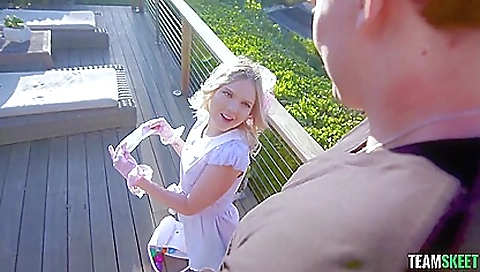 Horny amateur blonde gets her big cock pounded hard by him