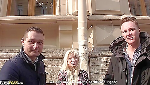 Hot blonde milf is getting fucked in a hot threesome