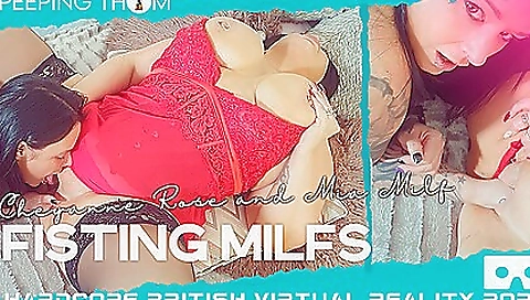 Busty lesbian milf enjoys dildo fucking in vr porn