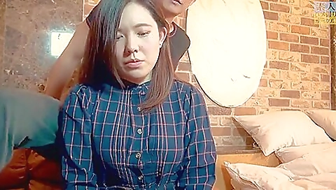 Asian japanese teen with a hairy pussy getting fucked