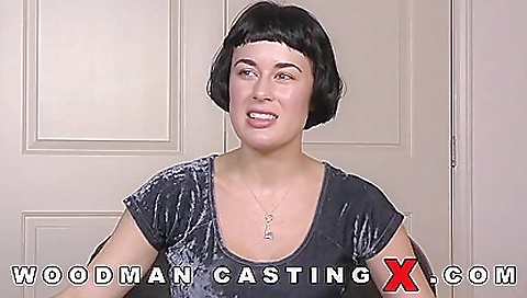 Beautiful brunette in lingerie in the casting scene