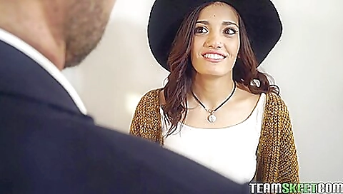 Brunette teen with a sexy ass is going to show off her pussy