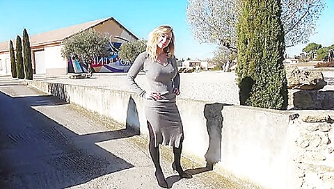 Blonde is getting pounded by two men in a threesome