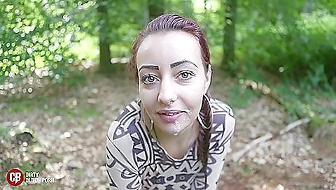 Bright brunette 18+ in her underwear sucking on smoothie