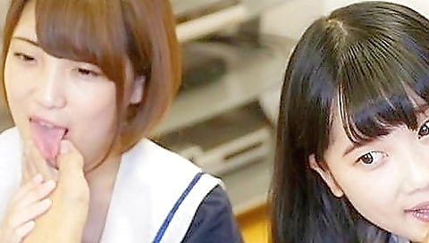 Japanese threeway fucking video with two hot asian girls