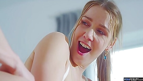 Blondie with pale pink skin is getting fucked by a dick