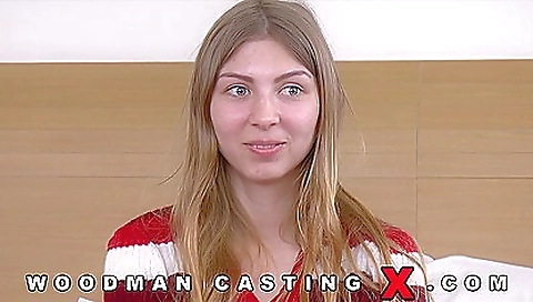 Chubby blonde in lingerie is trying to get an erection