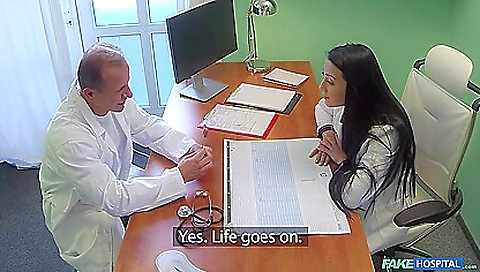 Sexy lesbian video shows a hot brunette getting fucked