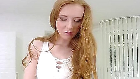 Sexy redhead rides two huge dildos in a solo video