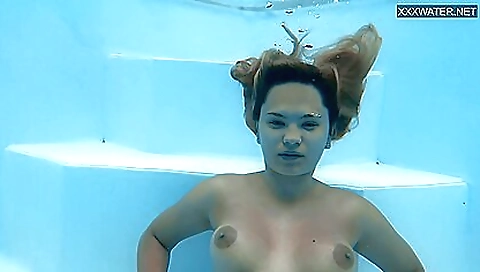 Half Russian And Spanish Chick Nude Swimming With Irina Cage