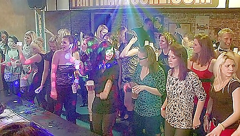 Blonde girl gets her ass and lips fucked in a group sex