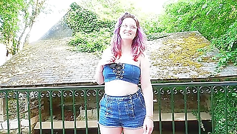 Big tits brunette slut with big natural tits and two cocks