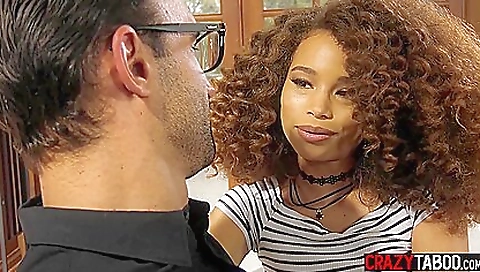 Horny brunette ebony stepdaughter deepthroated with big black dick