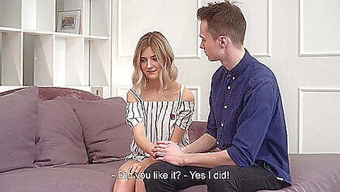 Sexy blonde babe enjoys a defloration with her lover